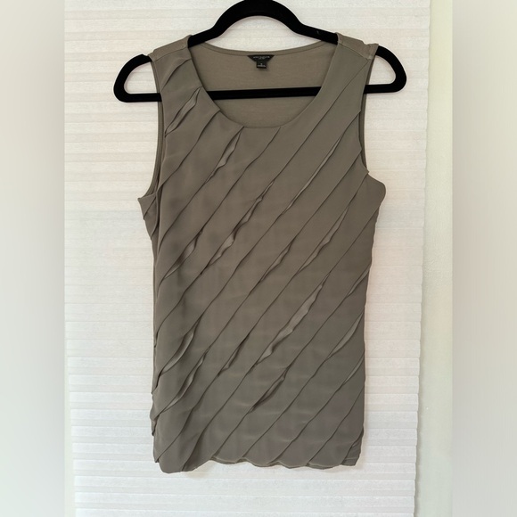 Vintage ANN Taylor Pleat Ruffle Tank Top - Picture 1 of 3